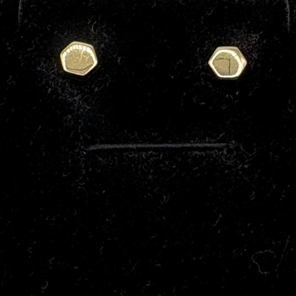 Argento Vivo Gold Hexagon Stud Earrings